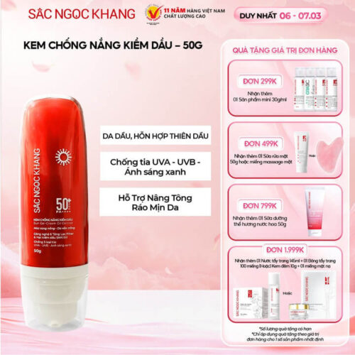 KEM CHỐNG NẮNG KIỀM DẦU SẮC NGỌC KHANG (TUÝP 50G)