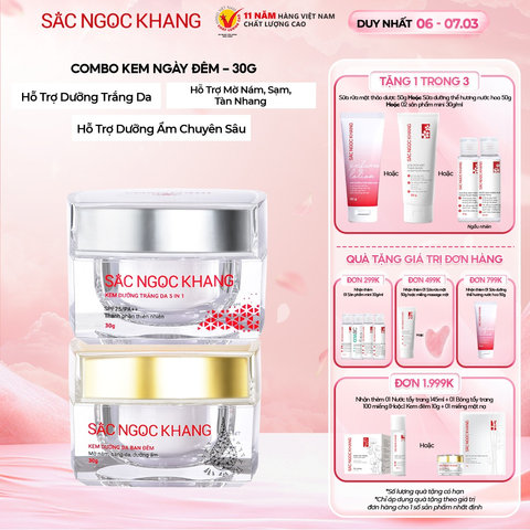 COMBO KEM DƯỠNG DA NGÀY VÀ ĐÊM - MỜ NÁM & DƯỠNG TRẮNG - SẮC NGỌC KHANG